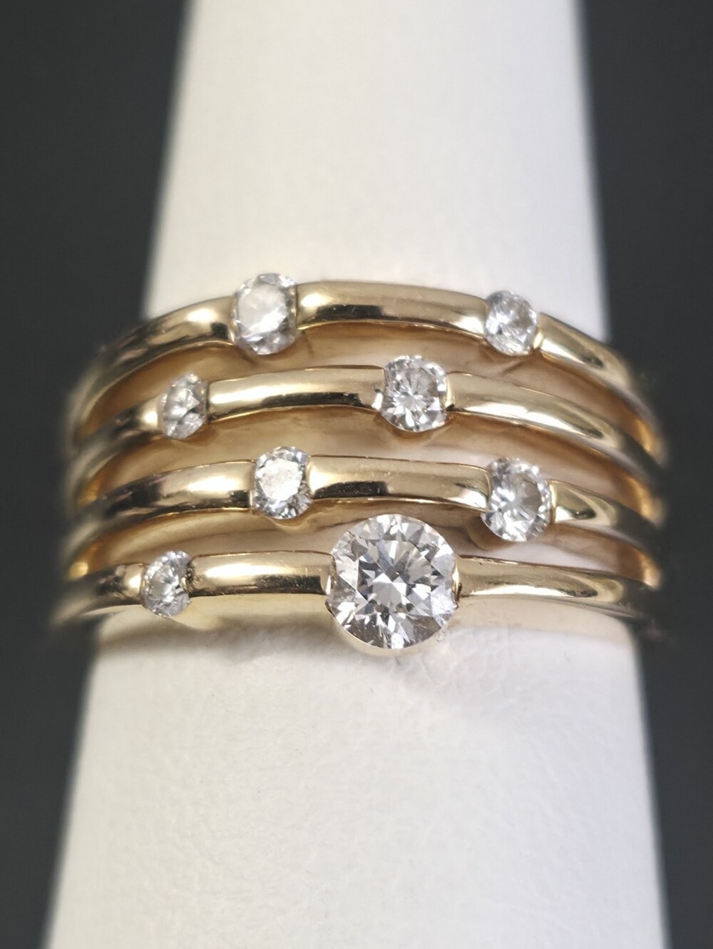 Watch Video / 14K Gold Illusion Stackable Diamond Ring